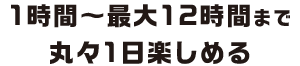 1時間〜最大12時間まで丸々1日楽しめる